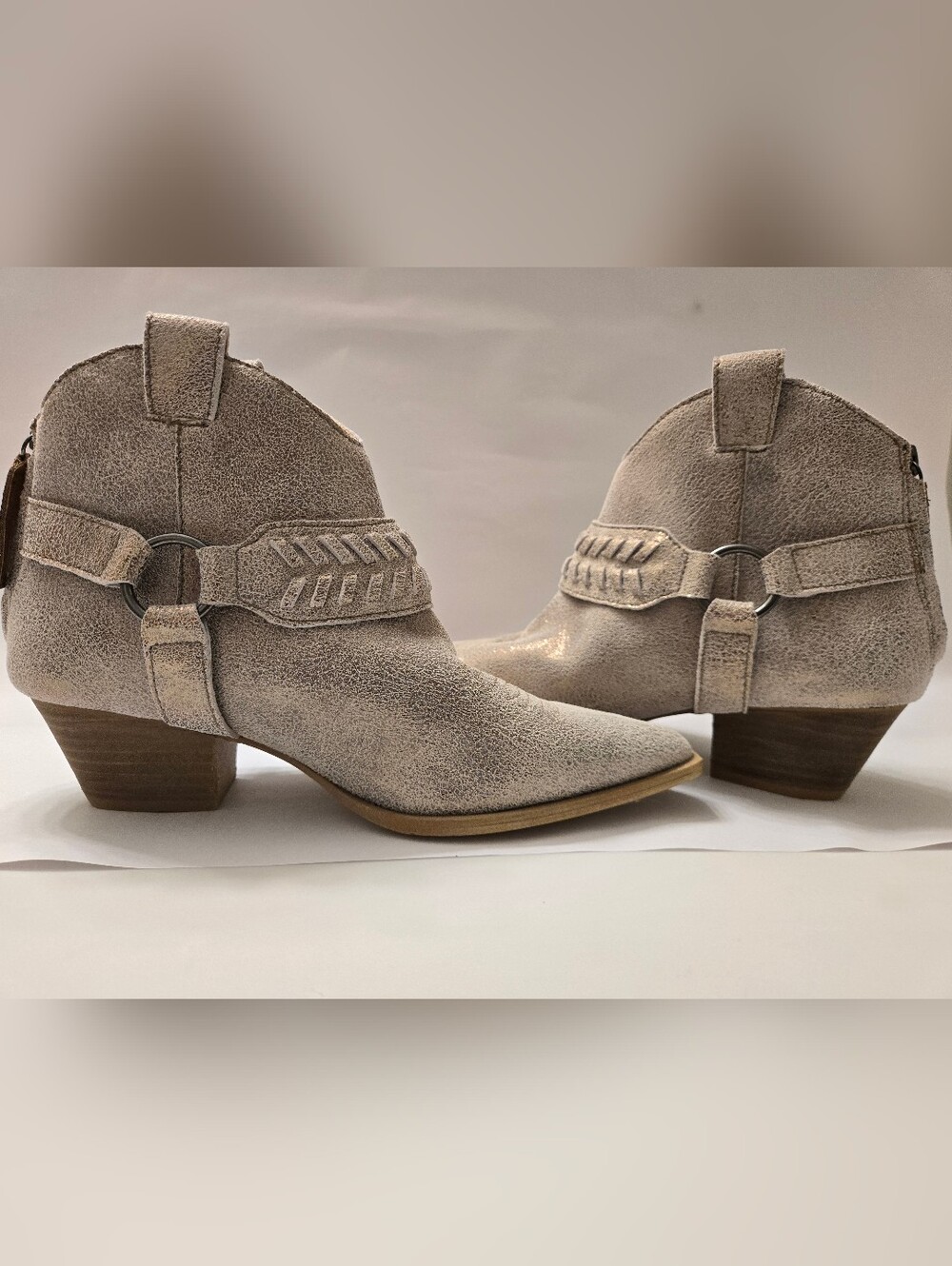 Dingo Taupe Suede Western Ankle Booties